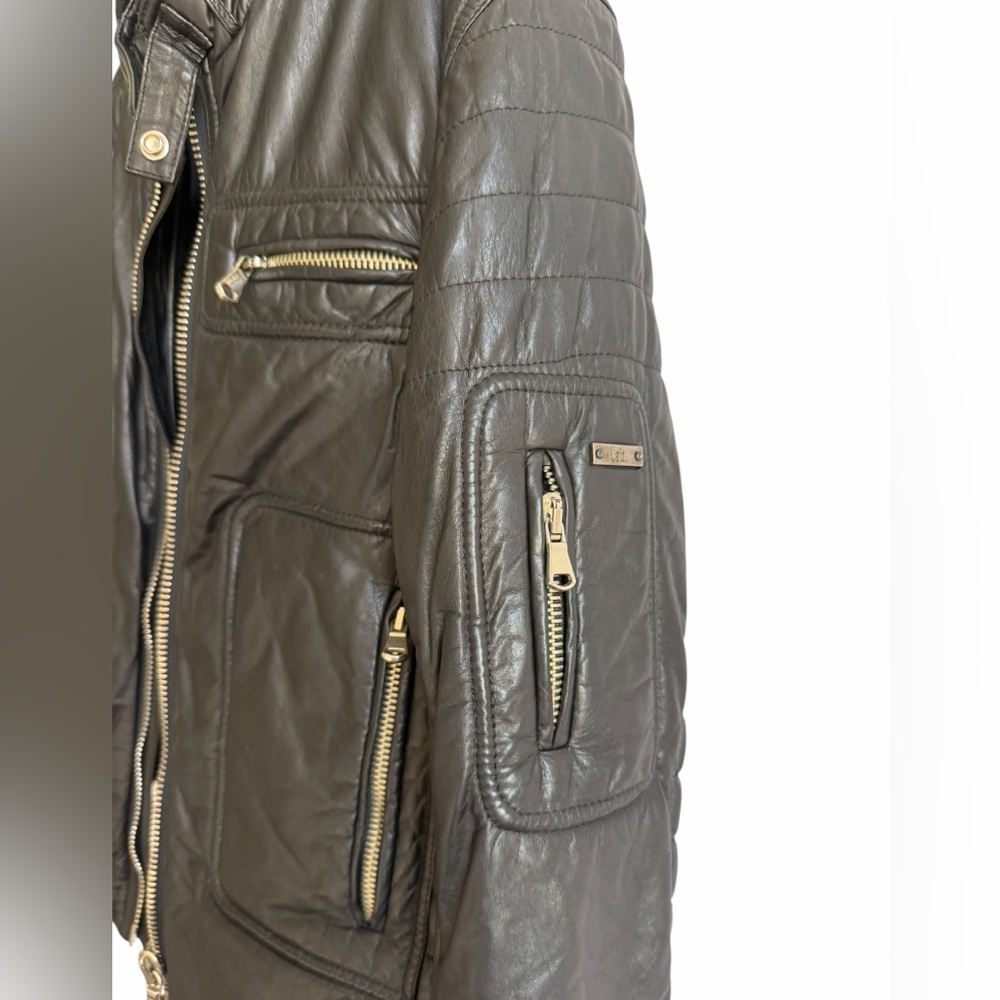 Pal Zileri Men's 100% Genuine Leather Black Quilted Bomber Jacket Size Small - Picture 4 of 11